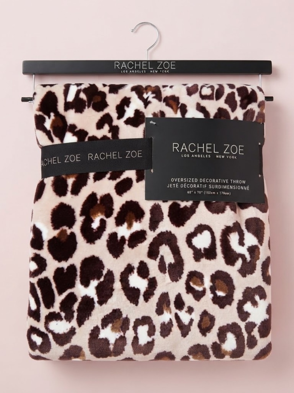 Rachel Zoe Leopard Print Decorative Throw in Brown and White